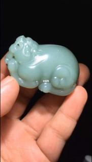 和田玉碧玉粉青无结构貔貅